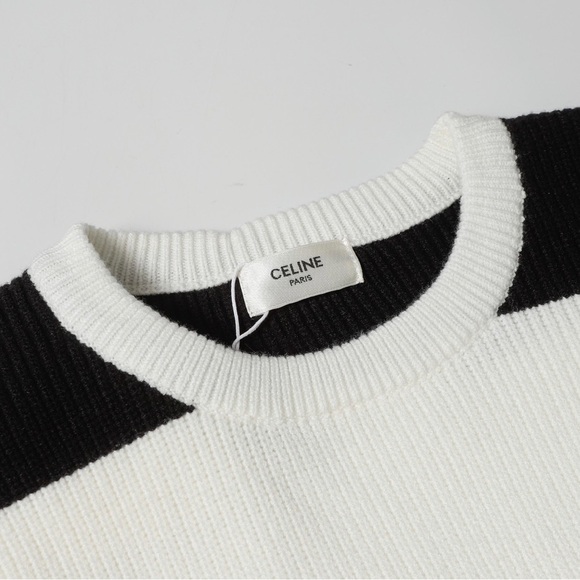 Celine Monochrome Striped Crew Neck Sweater - Picture 2 of 6